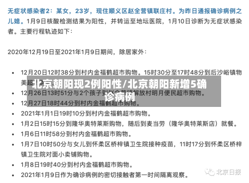 北京朝阳现2例阳性/北京朝阳新增5确诊病例